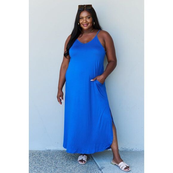 Ninexis Good Energy Full Size Cami Side Slit Maxi Dress In Royal Blue - Picture 1 of 8
